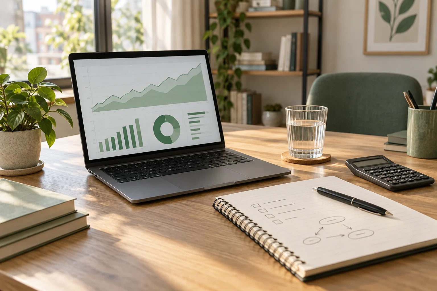 SEO bütçesi ve aylık çalışma planını temsil eden analiz masası